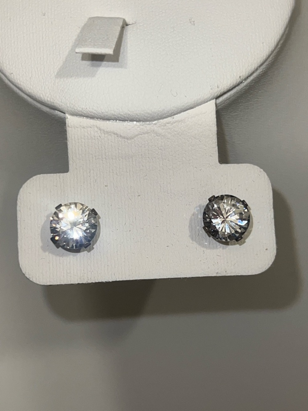 Sterling Silver Classic Clear Crystal Stud Earrings - Unbranded